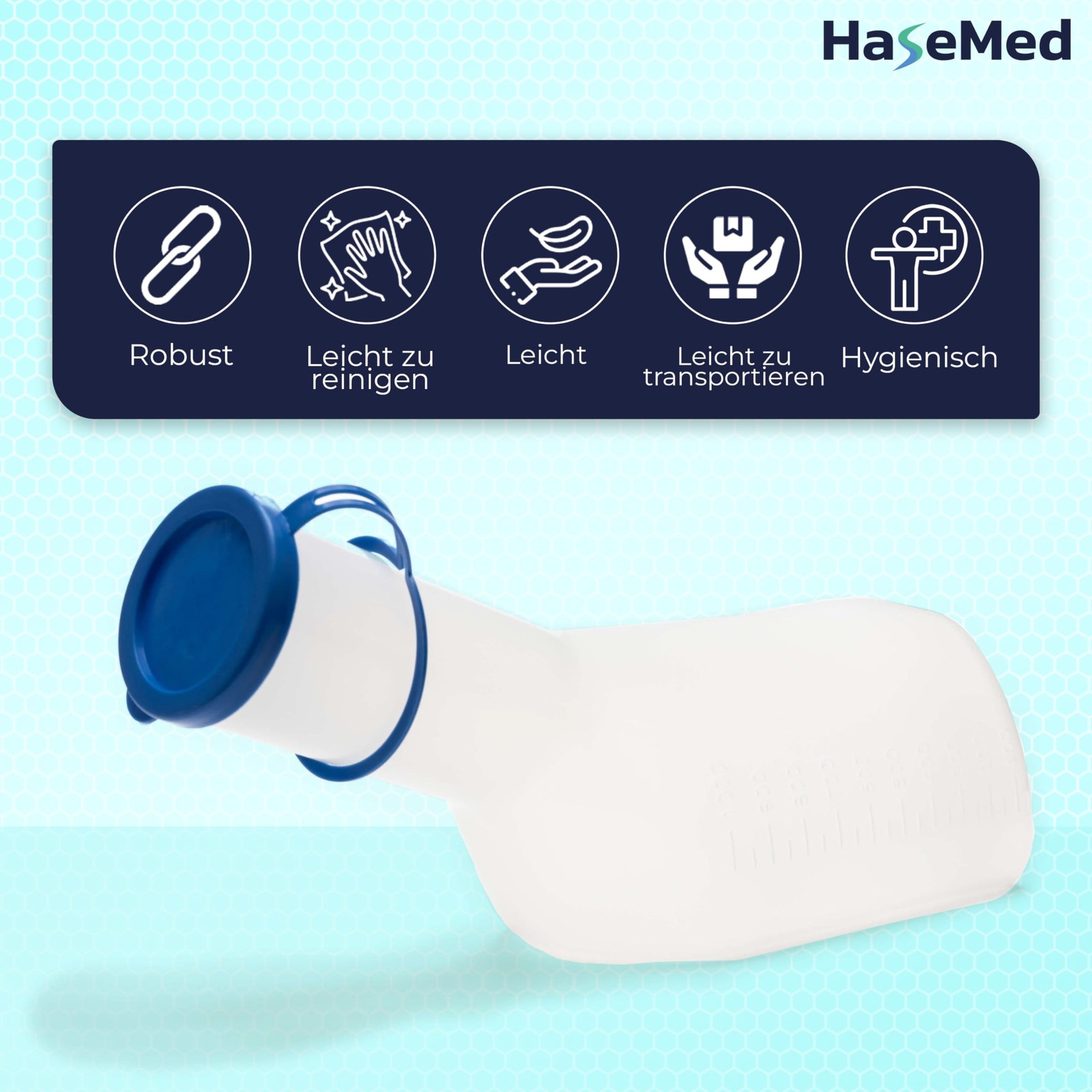 HaseMed Urine Bottle for Men 1000 ml, with Lid, 1 Pack | Autoclavable…