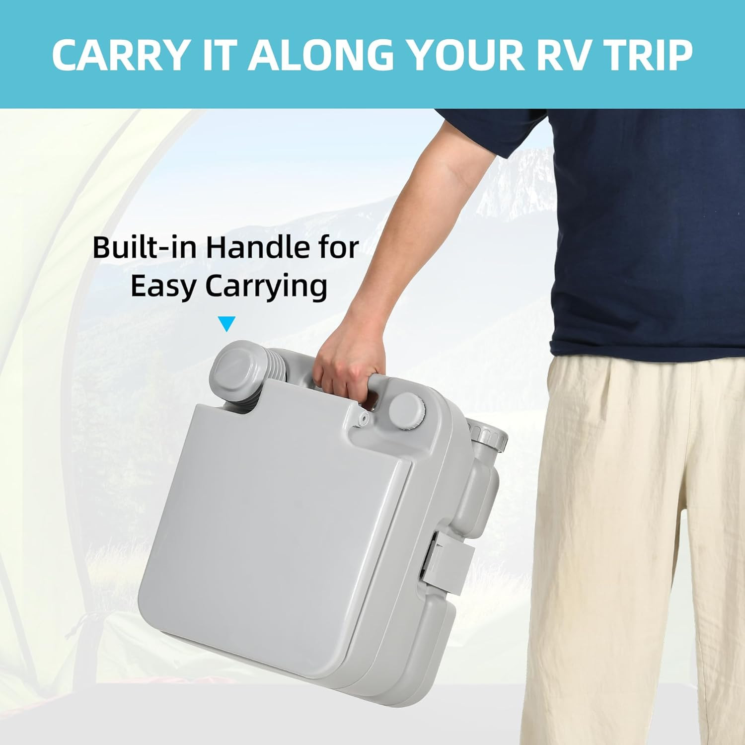 3.17 Gallon Portable Toilet for Camping & RV with Press Flush Pump