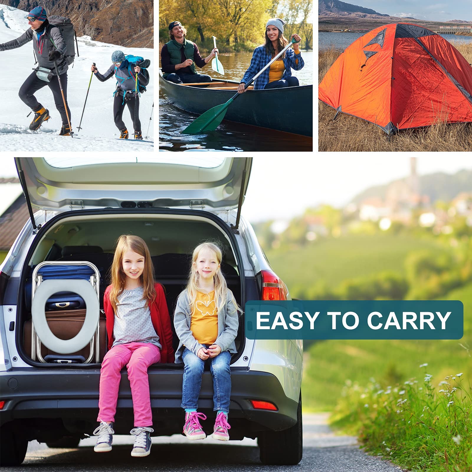 Portable Toilet for Camping, 400LBS Stainless Steel Foldable Camp Travel Toil…