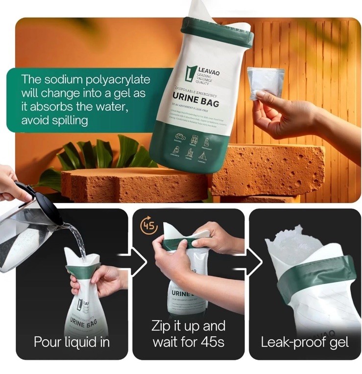 12 Pack Emergency Disposable Urine Bags, 800ml Unisex, for Camping, Traffic Jams
