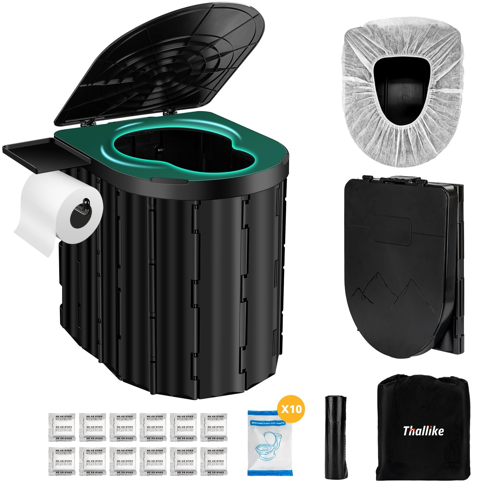 Portable Camping Toilet with Pop-Up Privacy Tent, 12-Inch Seat, 400 lb Capacity