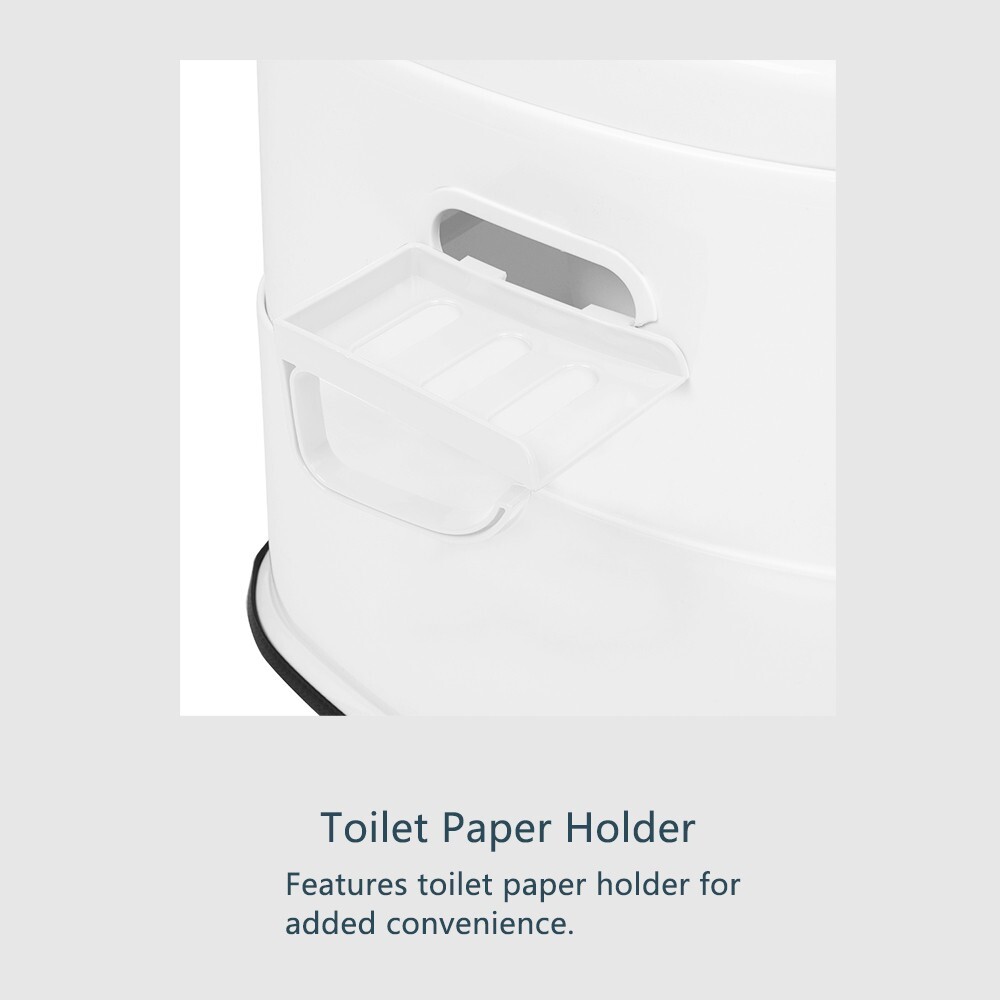 NonSlip Camping Portable Toilet Travel Outdoor RV Commode Potty+Tissue Box White