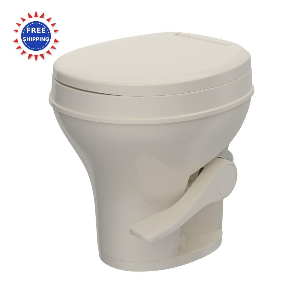 Residential Height Camper RV Toilet Gravity Flush Soft Close Seat SEAFLO Foot