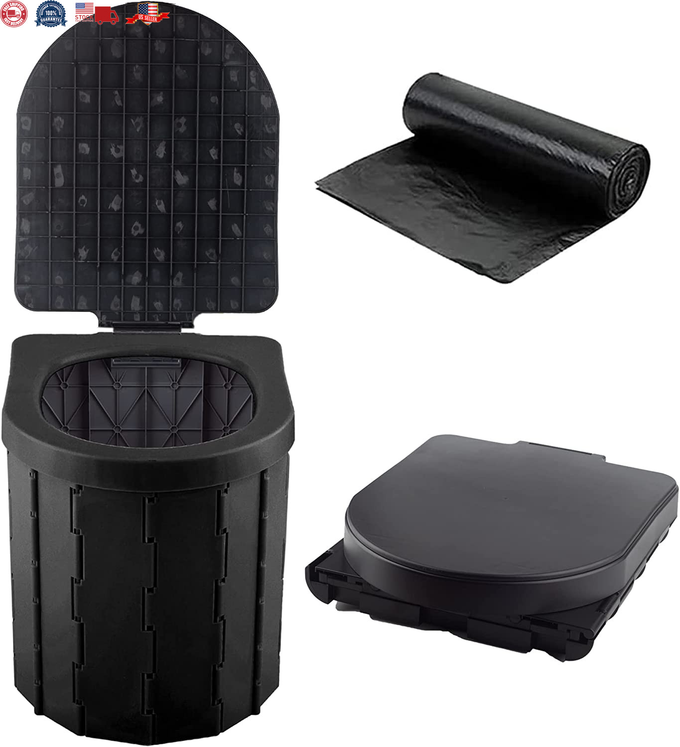 Portable Folding Toilet for Outdoor & Indoor Use, Multi-Use for Travel & Camping