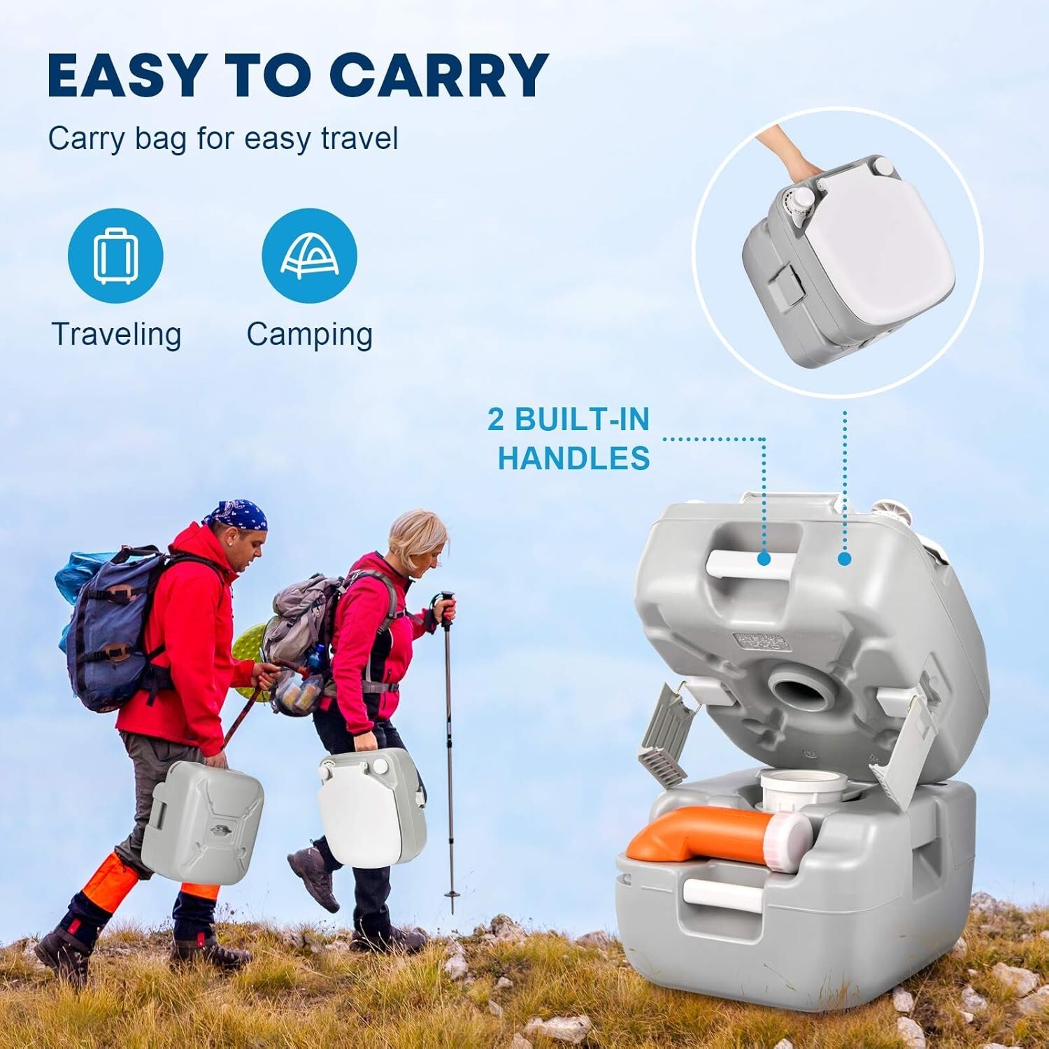 Portable RV Toilet with 5.8 Gallon Detachable Waste Tank – Leak-Proof & Odorless