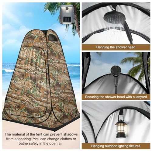 Pop Up Shower Tent, Outdoor Privacy Tent with Removable Bottom, Camouflage