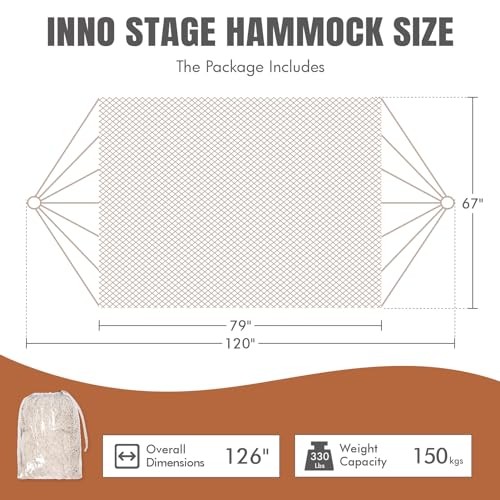 Handwoven Mayan Hammock – Portable Family Hammock with Carry Bag Beige