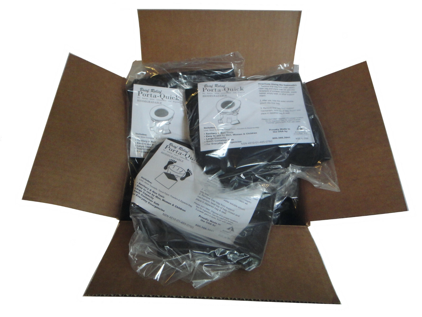 CASE of 12 NASA KITS (48-USE) KITS TO DESTROY DEODERIZE & DISPOSE OF HUMAN WASTE