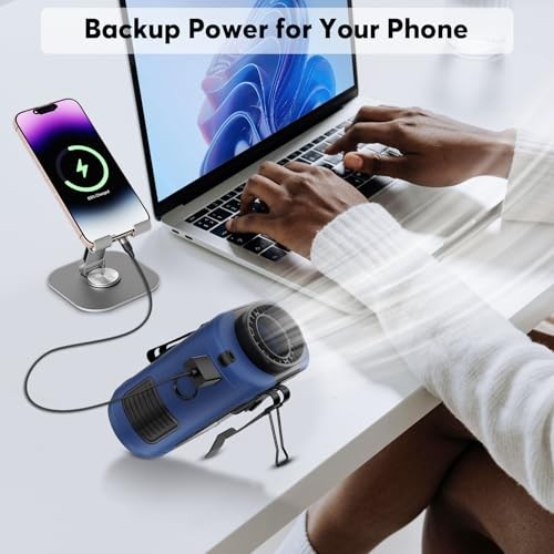 AI Portable Fan Rechargeable -10000mAh, 40H Work Time with 5 Speeds Blue