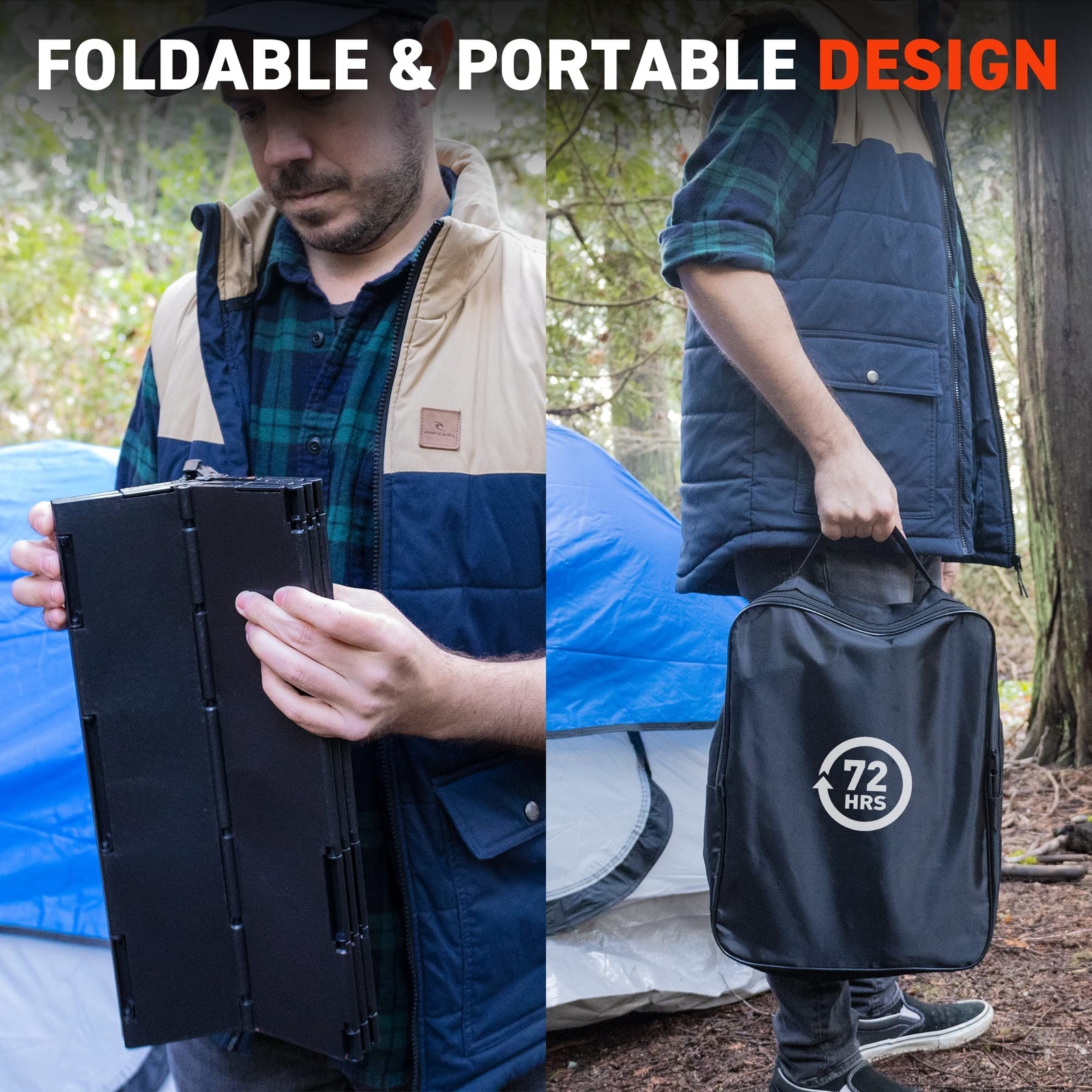 72 HRS Portable Collapsible Toilet for Camping, 15.8″ Extra Large Camping Toi…