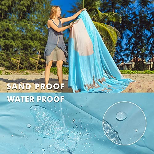 Extra Large Waterproof Sandproof Beach Mat for 6-8 Adults, 128″x108″ Sunset