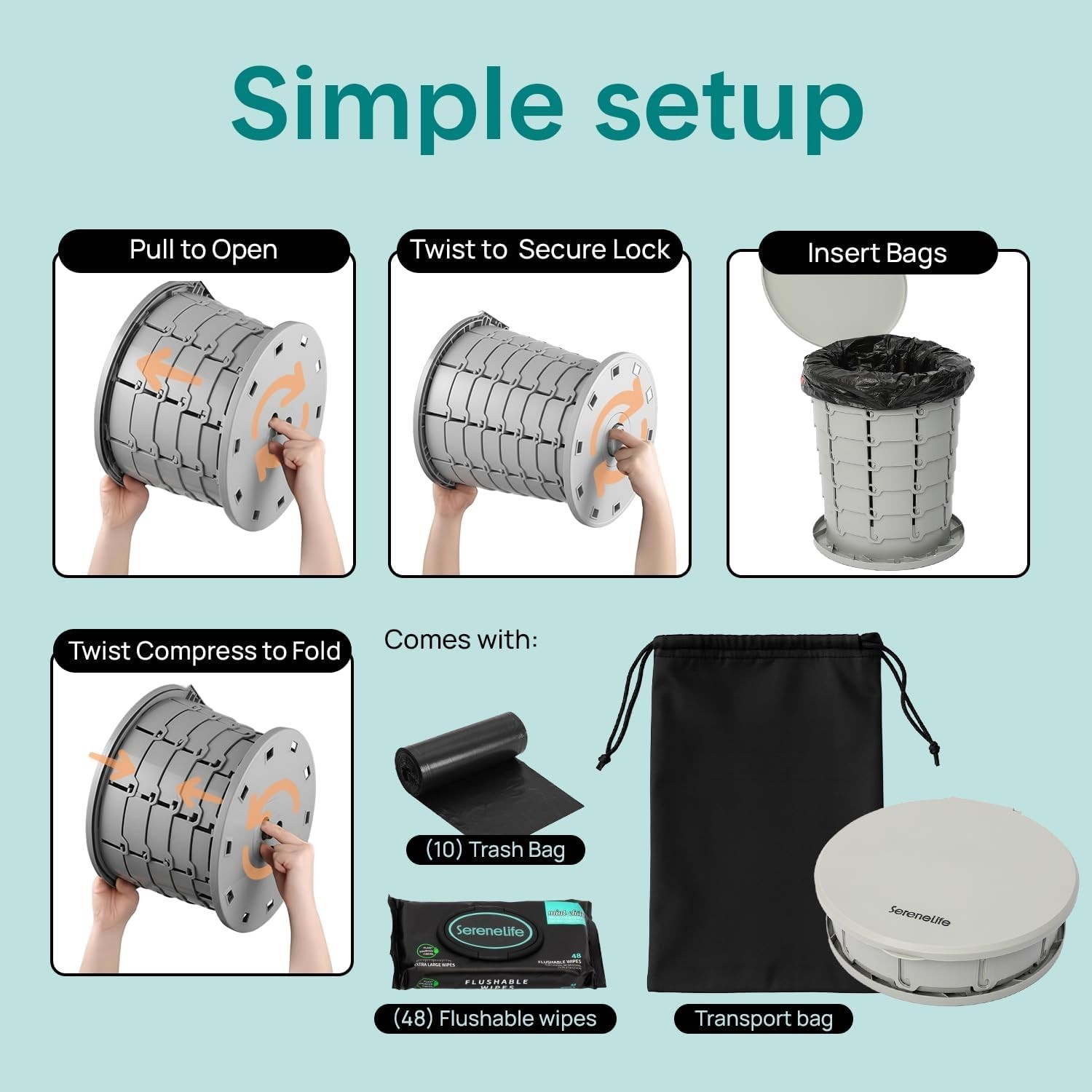 Portable Camping Toilet Seat with Carry Bag