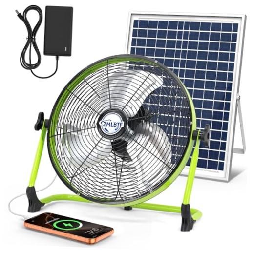 14″ Solar Powered Fan with 20W Solar Panel & Rechargeable Battery, 14 Inch