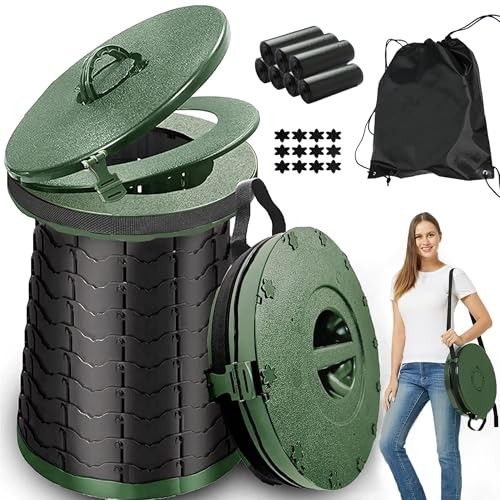 XXL Portable Toilet for Camping,880lbs Capacity,19.7″ H Adjustable Green