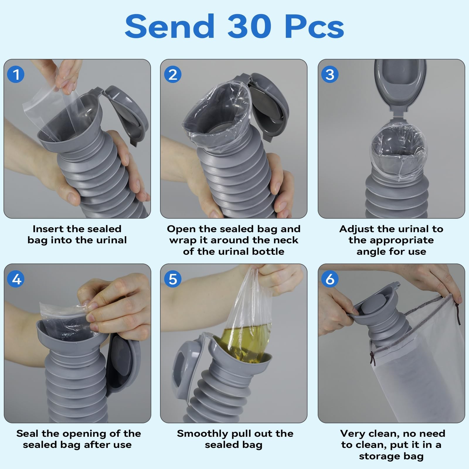 Portable Travel Urinal 750ml Foldable Emergency Toilet For Car Camping