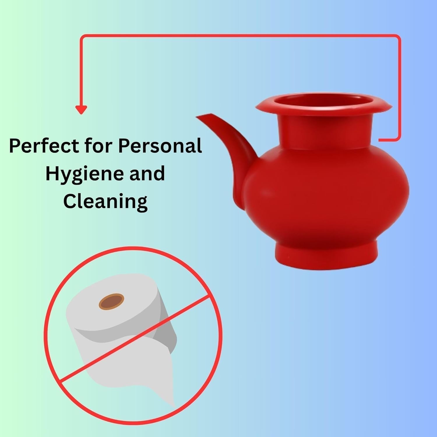 2.5L Plastic Lota Badna Water Jug for Wudu Personal Hygiene Toilet Wash ( Red )