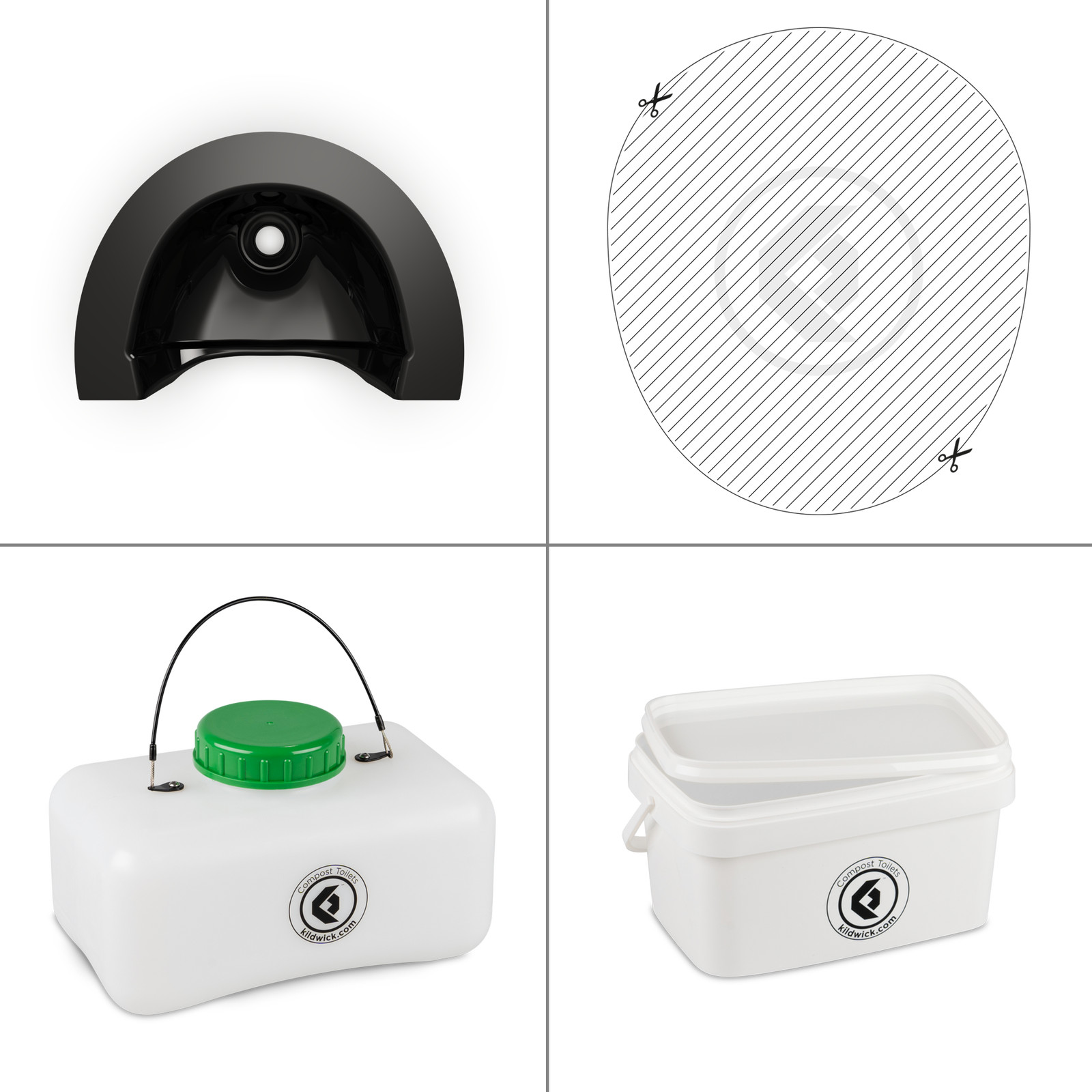 Kildwick FreeLoo Kit Size S Black – Composting Toilet Separating Toilet Camping