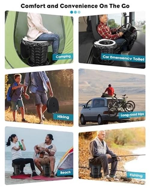 Portable Toilet for Adults, Adjustable Height Camping Toilet Black（1PCS）