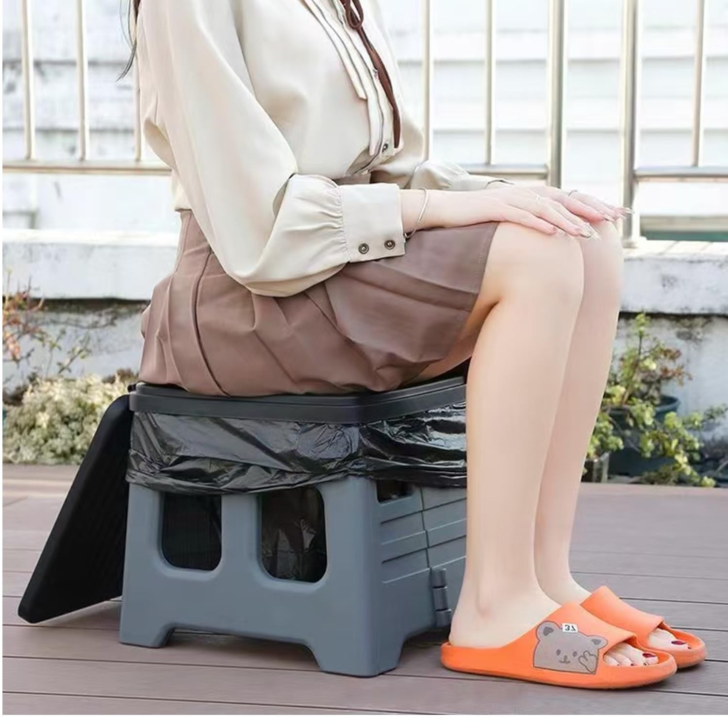 Grey Portable Folding Camping Travel Toilet Porta Potty For Adults Car RV