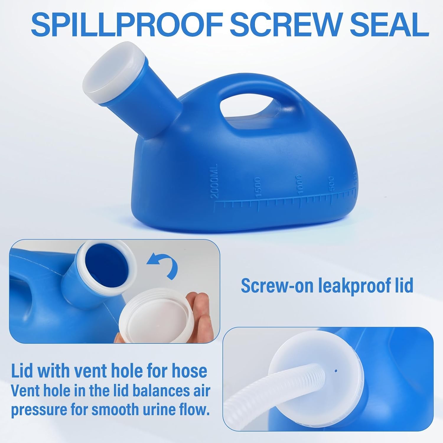 Portable Spill Proof Urinal for Men Blue Camping Urinal Toilet