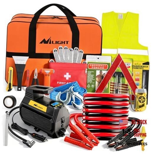 Car Emergency Kit with Jumper Essential Kit+Digi Air Compressor+Tire Fuse kit