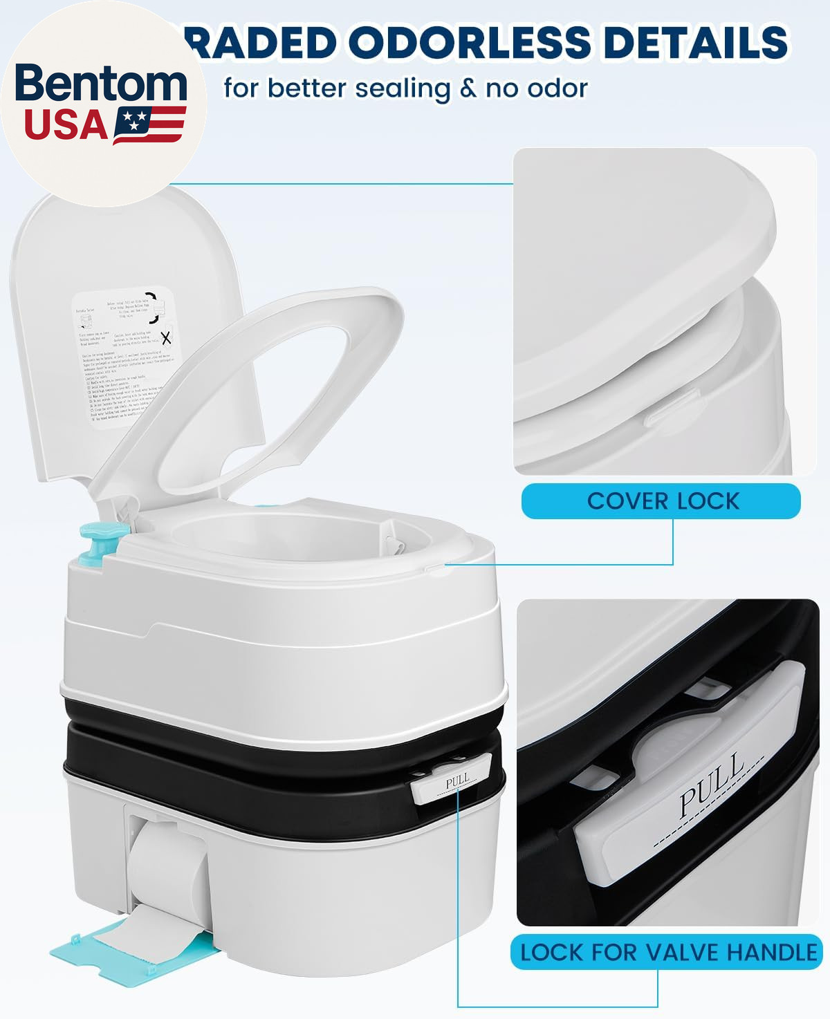 6.34 Gal Portable Toilet for Adults: Large Camping Toilet with Detachable Waste