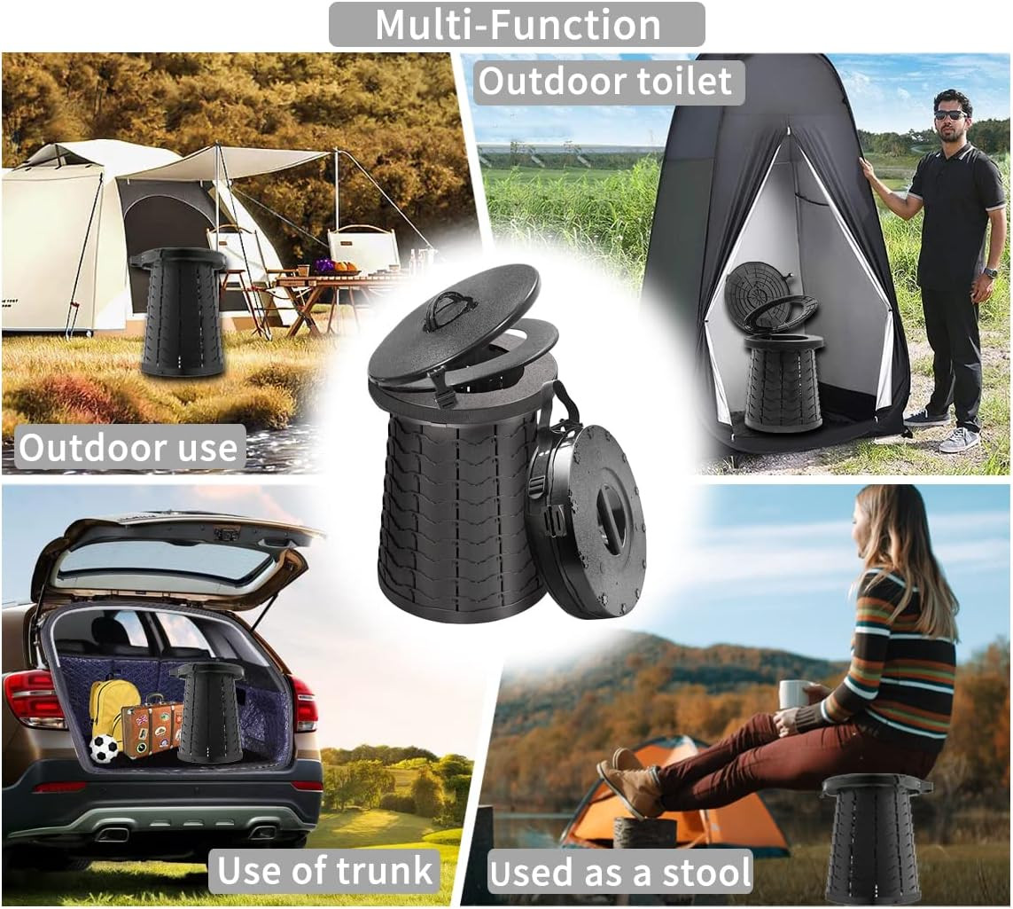 XXL Portable Toilet for Camping,19.7″ H Adjustable Folding Toilet with Lid,Carry