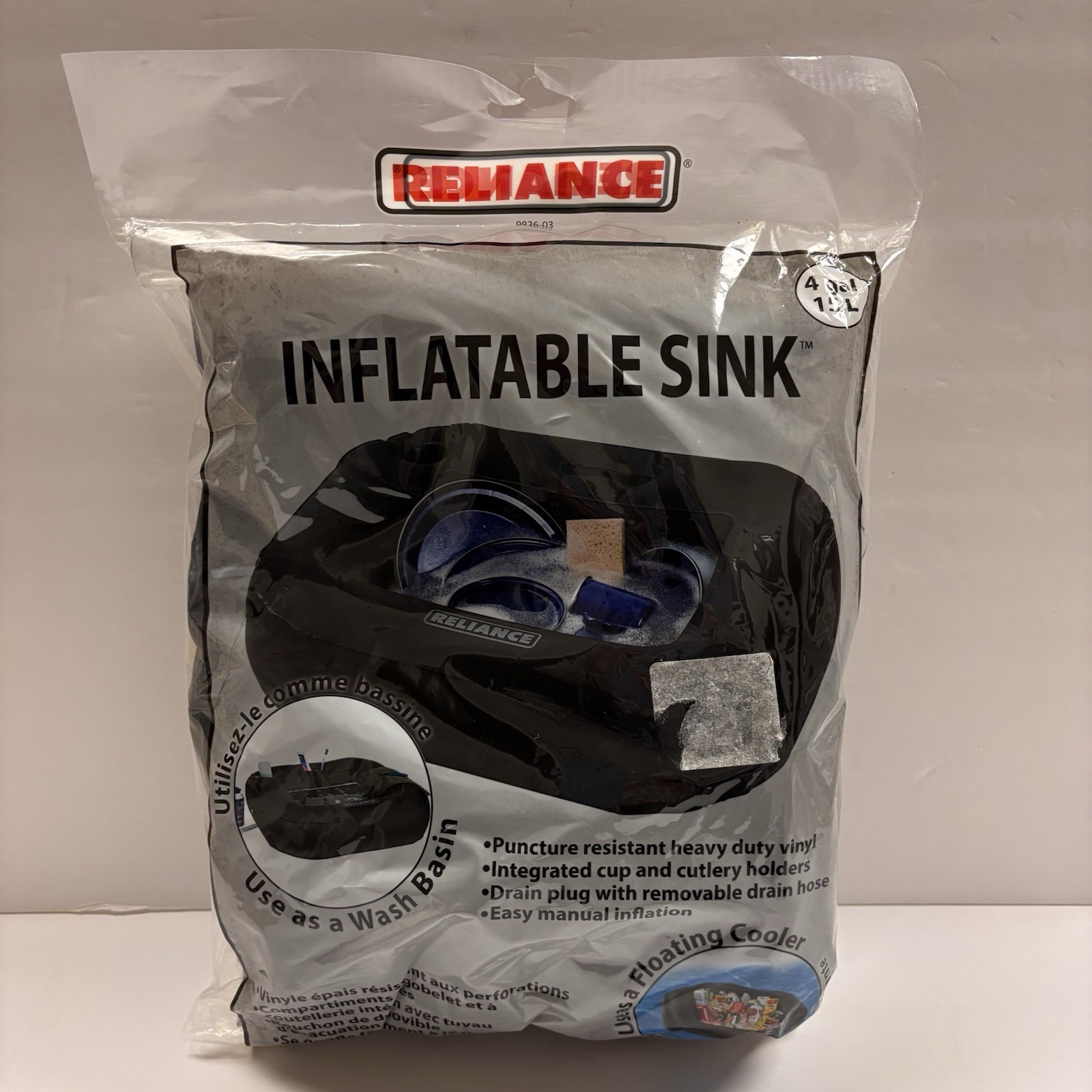 Reliance Products NEW Inflatable Sink Pool Cooler Portable 4-Gallon Black