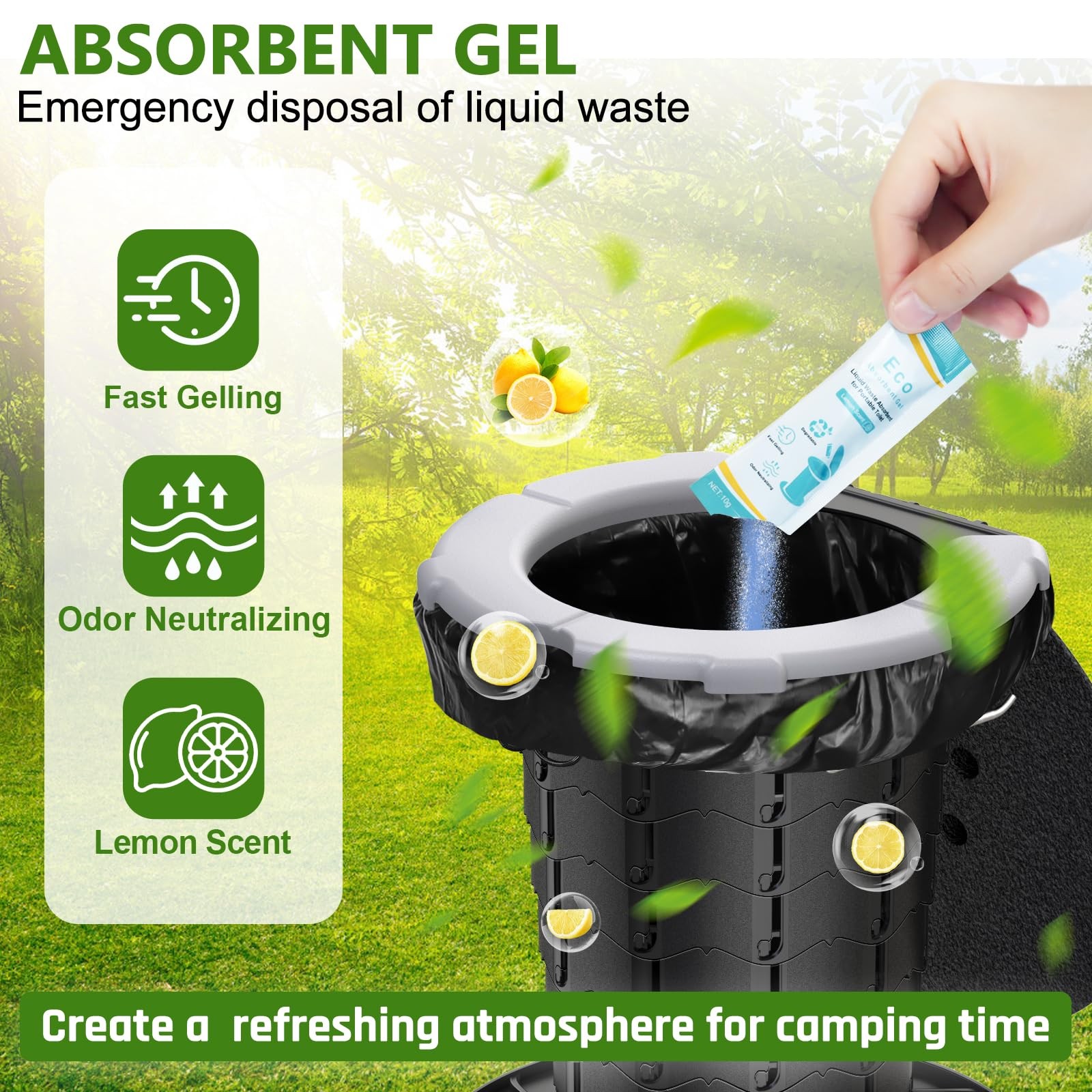 Portable Toilet for Camping, 350LBS Stainless Steel Foldable Camp Travel Toil…