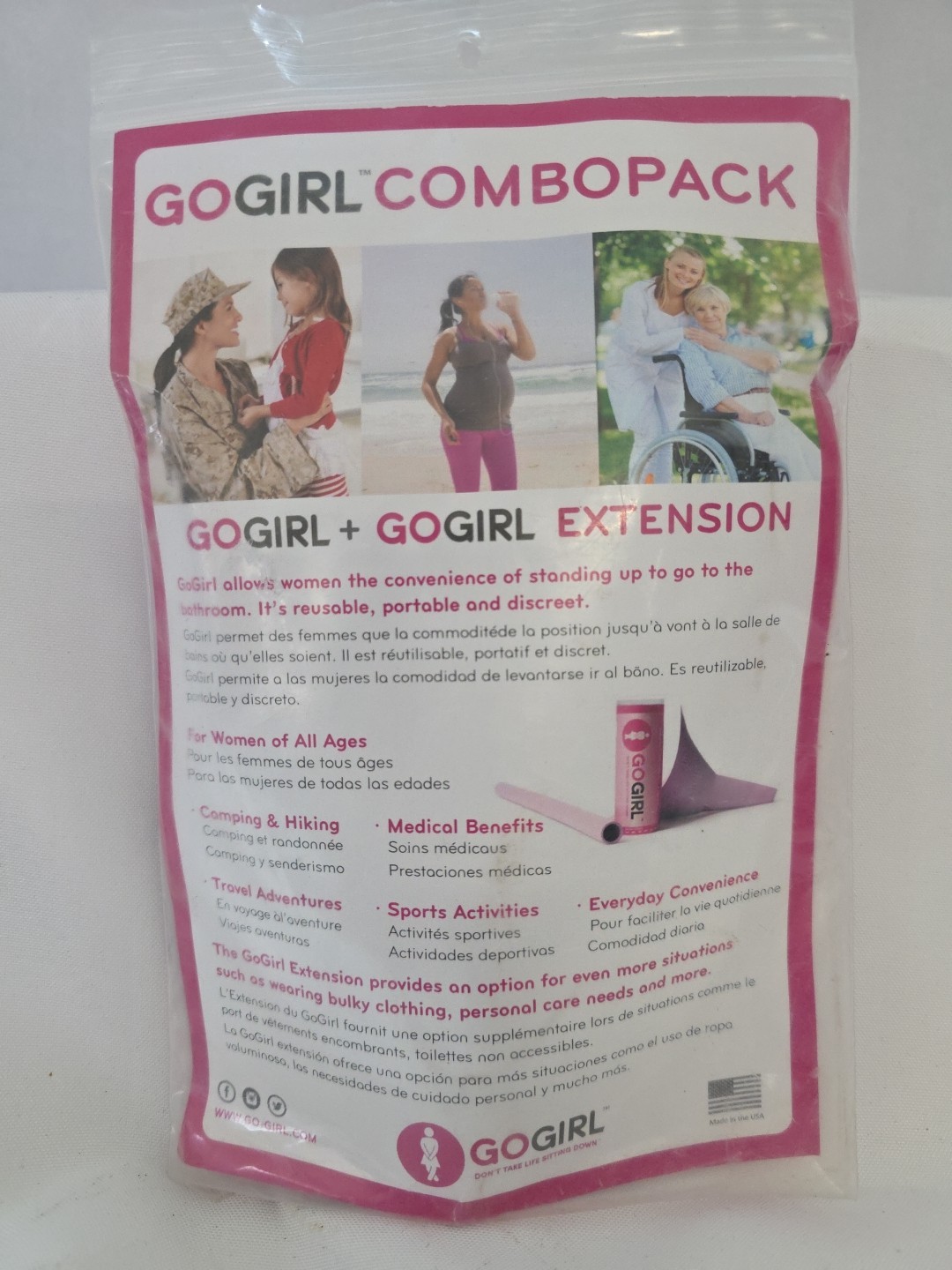 GoGirl Female Urination Device (FUD), Pink, Funnel, Outdoors, Camping, Hiking JA