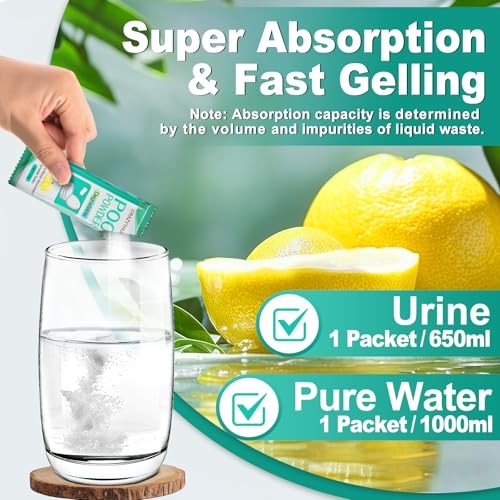 Portable Toilet Gel, Poo Powder for Portable Toilet, Camping Toilet 50Pcs-Lemon