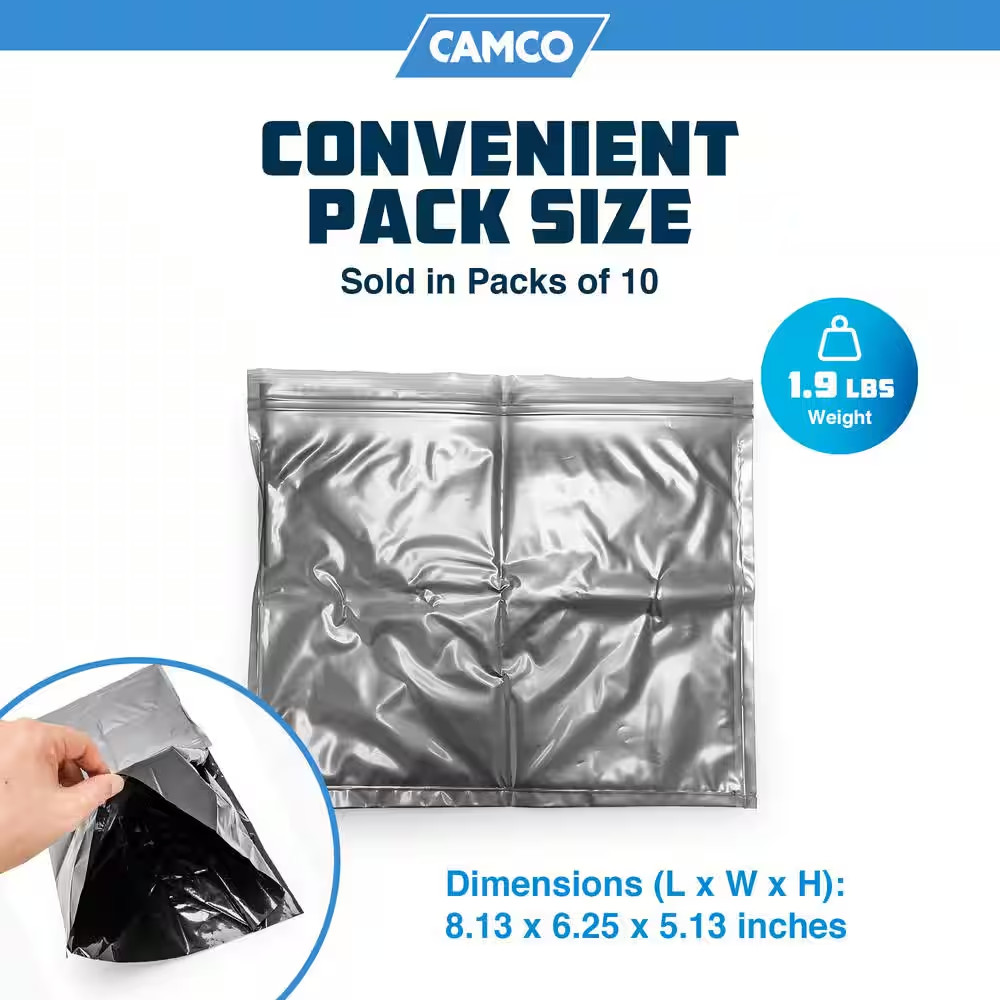 Leak Proof Double Lined Camping Toilet Waste Bags in Black (10-Pack)
