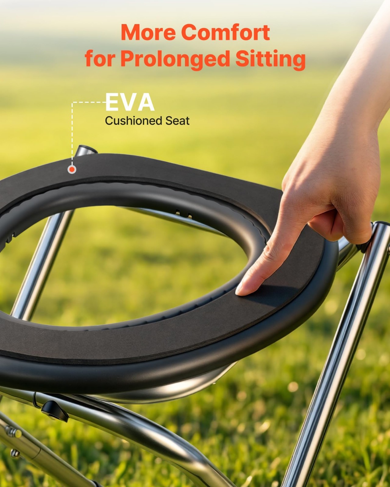 Portable Camping Toilet, 350 lbs Capacity, Stainless Steel, Foldable, Soft Seat,