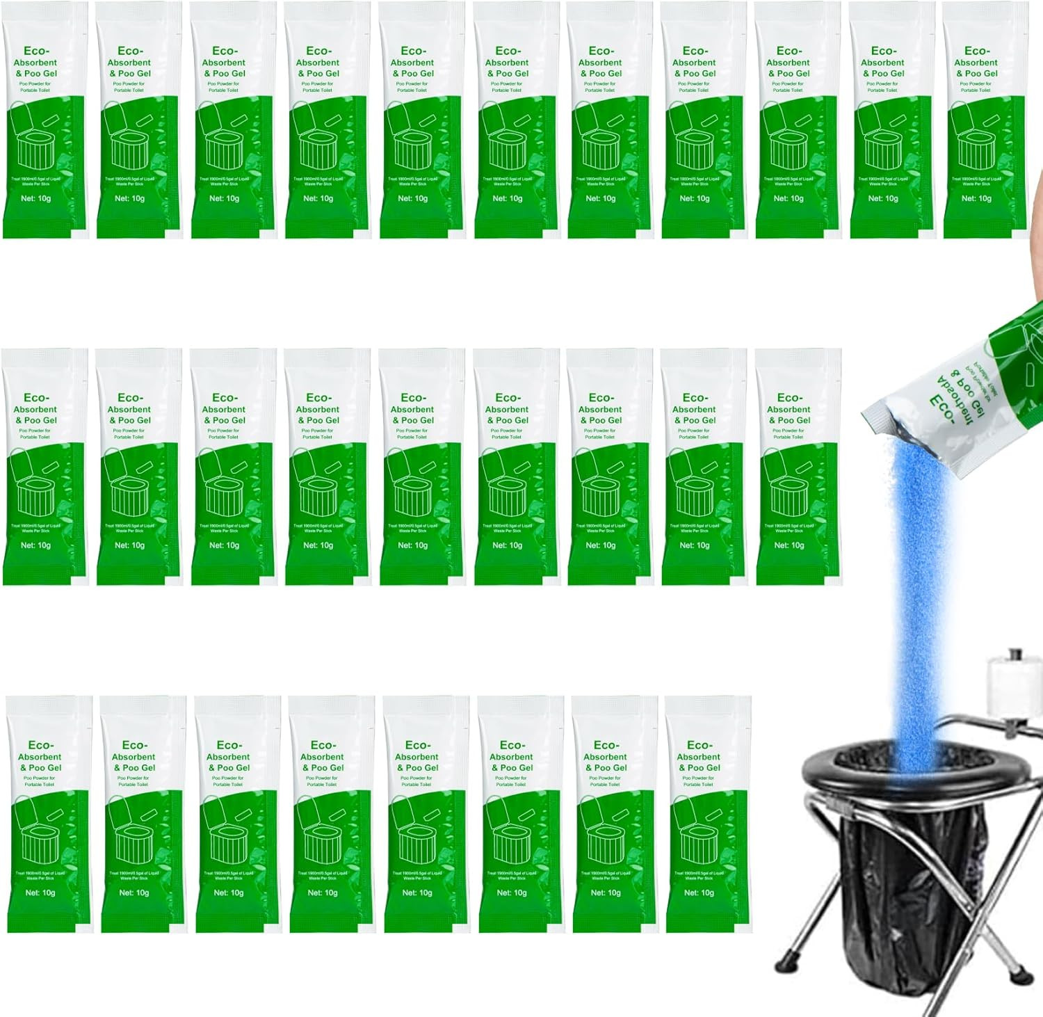 28 Packs Poo Gel for Portable Toilet – Camping Toilets Bags Lemon Eco Gel for Ca