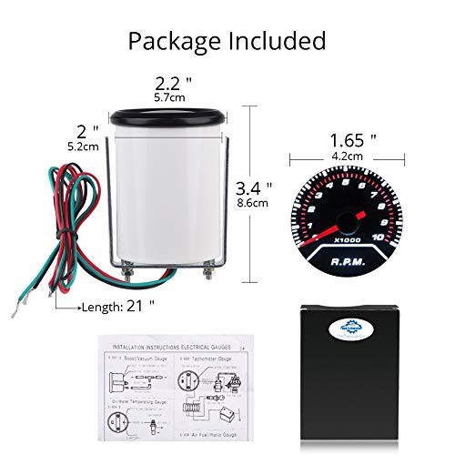 Tachometer Tacho Gauge Meter 0-10000 RPM Gauge Meter 2inches 52mm Universal