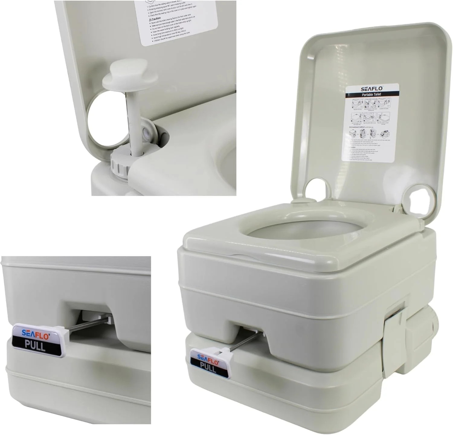 SEAFLO Premium Camping Portable Toilet – 5.8 Gallon Waste 3.43 Gall Fresh Tank (