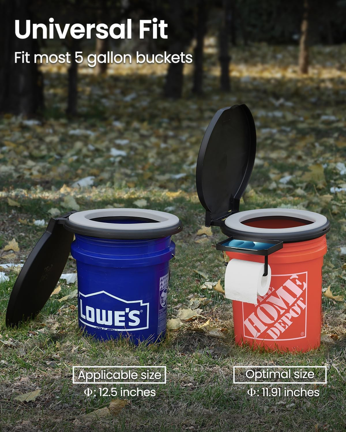 Portable Toilet with Soft Cushion, 5 Gallon Rotatable Lid, Adults and Kids Campi