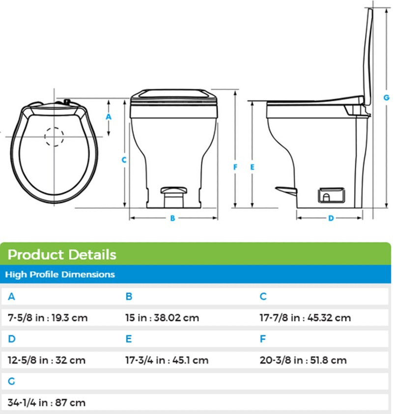 Thetford 31835 Aqua-Magic VI Toilet, High Profile, Foot Flush- White