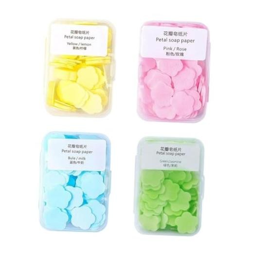 4 Boxes Paper Soap, 4 Random Different Scented Mini Portable Disposable Petal