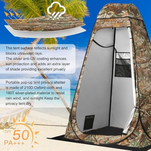 Pop Up Shower Tent, Outdoor Privacy Tent with Removable Bottom, Camouflage