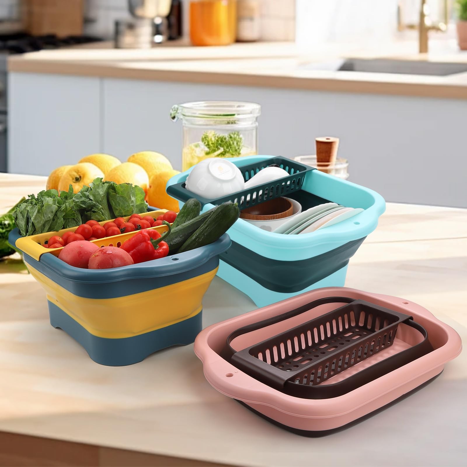 Collapsible Dish Basin with Drain Plug and Portable Sink, 11L(2.91 Gallon) co…