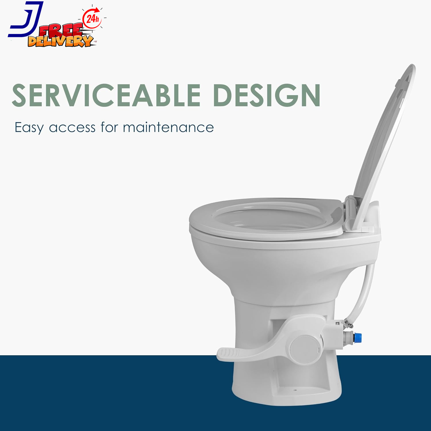 Voyager Universal Residential Height RV Toilet with Plastic Bowl FREEZABLE Water