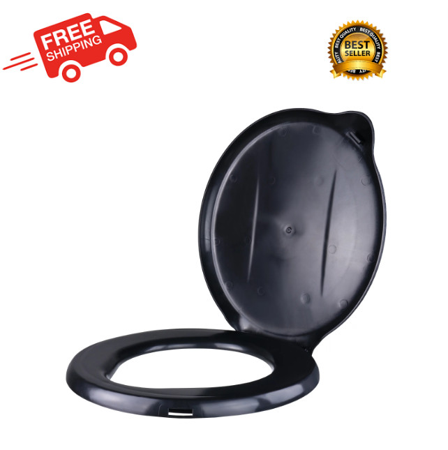Portable Outdoor Snap on Toilet Seat Cover with Folding Lid for 5 Gallon Buckets