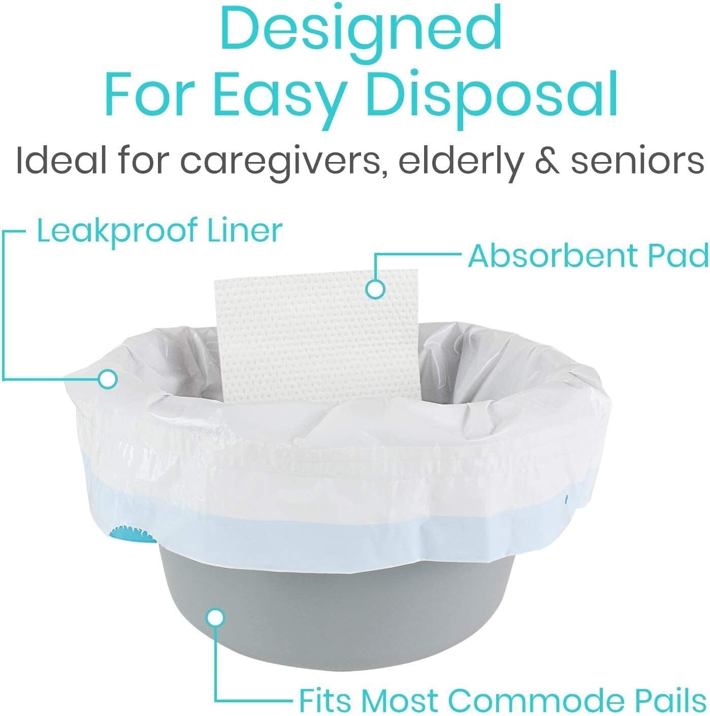 Super Absorbent Portable Toilet Commode Liners – Fits Standard/Bariatric Pails