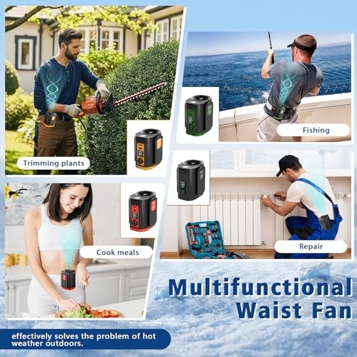 Portable Fan,120-Stepless Dial Waist Clip Fan Turbo Cooling,6000mAh Origin