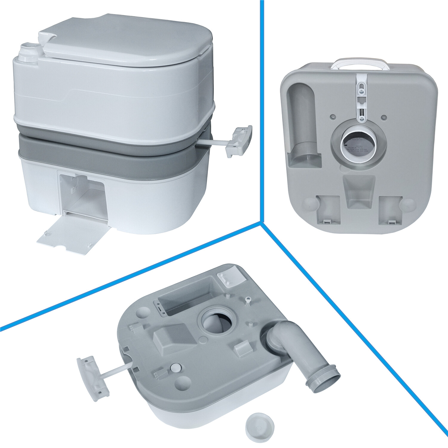 6.3 Gallon 24L Advanced Portable Toilet Flush Camping Travel Piston Pump Commode