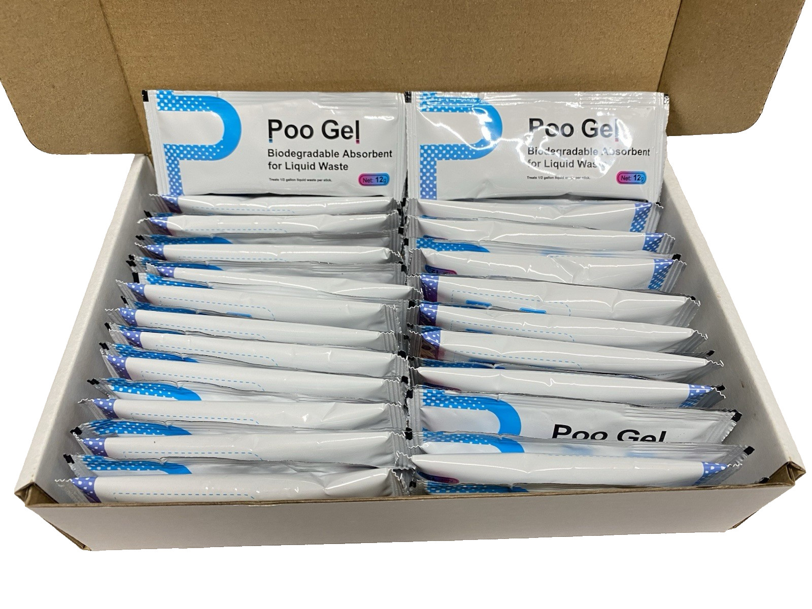 50-Pack Poo Gel for Portable Toilet Absorbent Poo Powder for Liquid Waste New