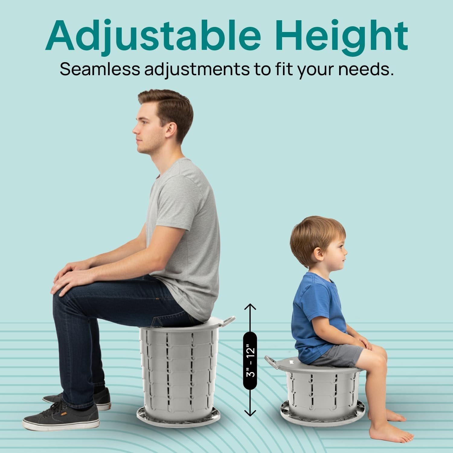Foldable Camping Toilet Seat, Adjustable Height + Carry Bag