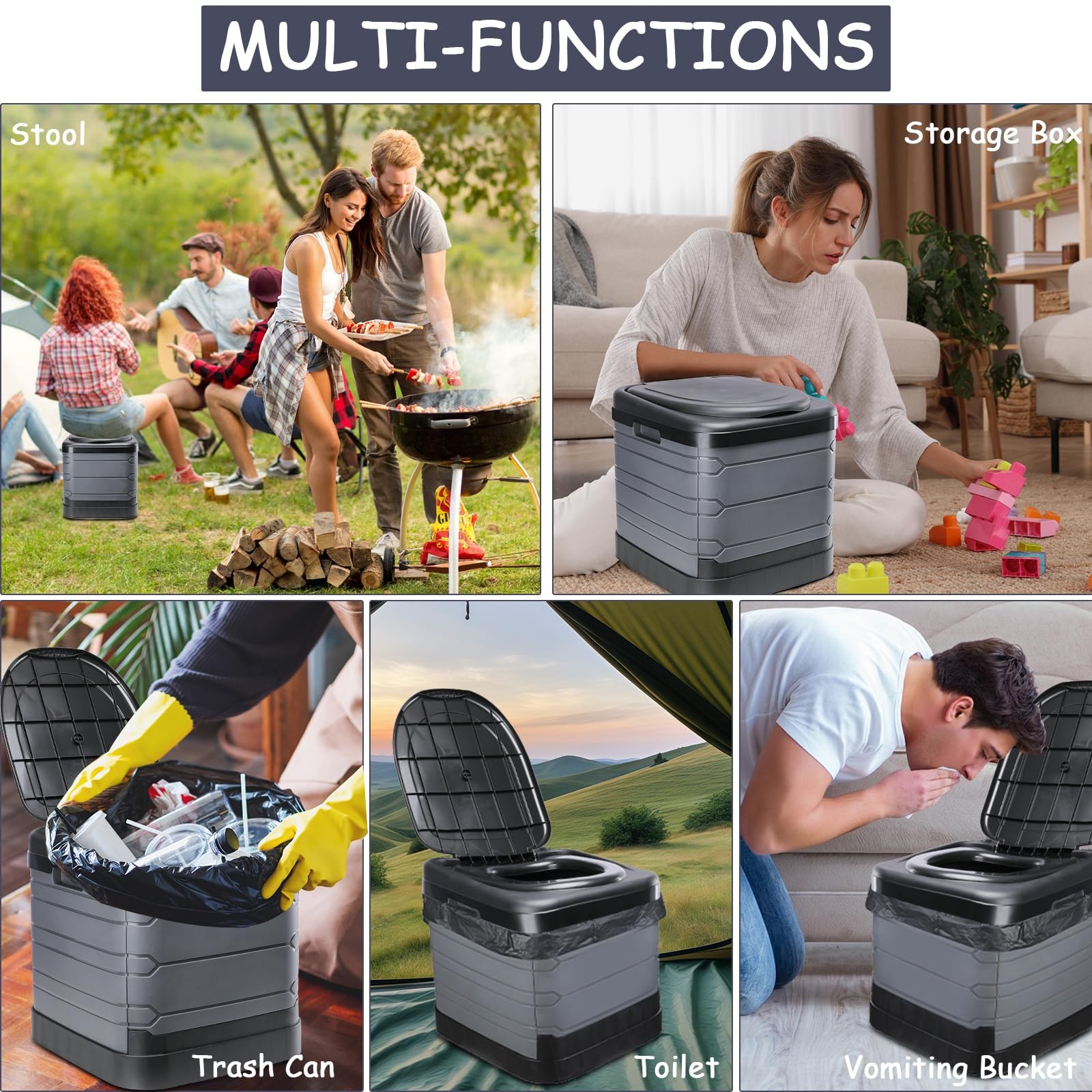 Upgrade XXXL Portable Toilet for Camping, Extra Large Folding Toilet for Adul…