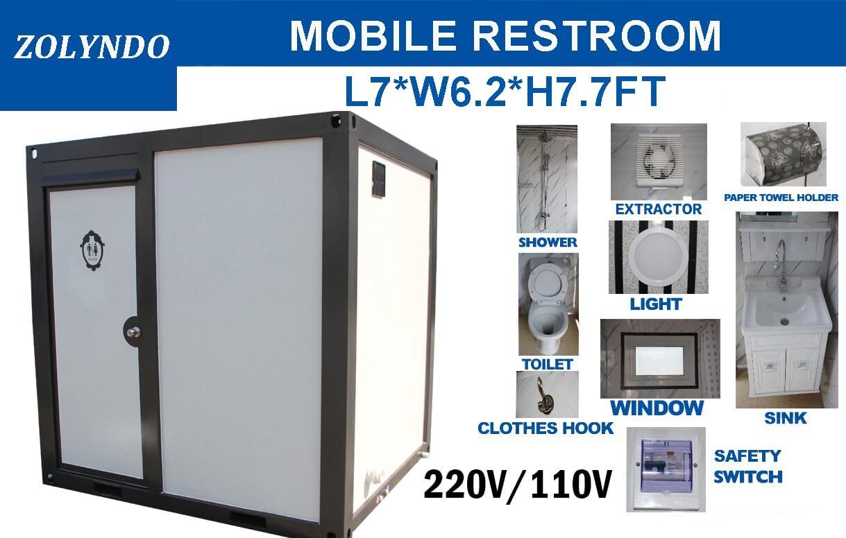 Outdoor Portable Restroom Shower Mobile Toilet Concerts Conventions Construction